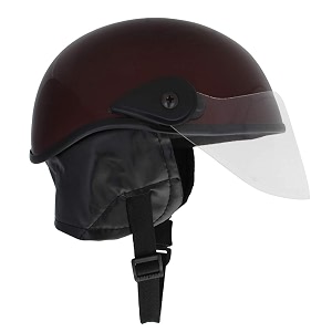 western era unisex half helmet for men amp women  clear visor  comfort amp safety  enhanced design  medium maroon glossy
