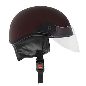 western era unisex half helmet for men amp women  clear visor  comfort amp safety  enhanced design  large maroon matte