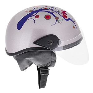 western era unisex half helmet for men amp women  clear visor  comfort amp safety  enhanced design  small silver glossy - blue