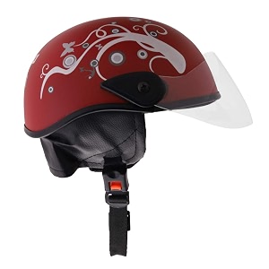 western era unisex half helmet for men amp women  clear visor  comfort amp safety  enhanced design  large maroon matte - silver