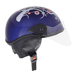 western era unisex half helmet for men amp women  clear visor  comfort amp safety  enhanced design  small blue glossy - silver