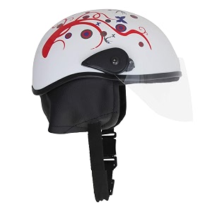 western era unisex half helmet for men amp women  clear visor  comfort amp safety  enhanced design  small white glossy - red non-motorized