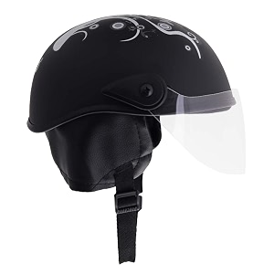 western era unisex half helmet for men amp women  clear visor  comfort amp safety  enhanced design  small black matte - silver