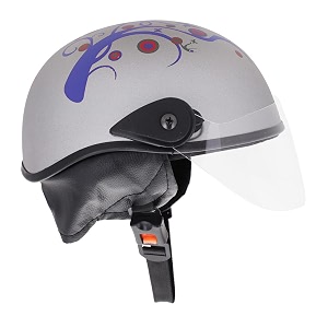 western era unisex half helmet for men amp women  clear visor  comfort amp safety  enhanced design  small silver matte - blue