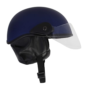 western era unisex half helmet for men amp women  clear visor  comfort amp safety  enhanced design  medium blue matte
