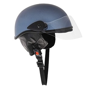 western era unisex half helmet for men amp women  clear visor  comfort amp safety  enhanced design  medium blue metallic glossy