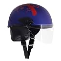 Western Era Unisex Half Helmet for Men &amp; Women | Clear Visor | Comfort &amp; Safety | Enhanced Design | (Large, Blue Matte - Red)