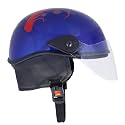 Western Era Unisex Half Helmet for Men &amp; Women | Clear Visor | Comfort &amp; Safety | Enhanced Design | (Medium, Blue Glossy - Red)