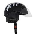 Western Era Unisex Half Helmet for Men &amp; Women | Clear Visor | Comfort &amp; Safety | Enhanced Design | (Small, Black Glossy - Blue)