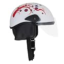 Western Era Unisex Half Helmet for Men &amp; Women | Clear Visor | Comfort &amp; Safety | Enhanced Design | (Small, White Glossy - Red) (Non-Motorized)