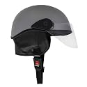 Western Era Unisex Half Helmet for Men &amp; Women | Clear Visor | Comfort &amp; Safety | Enhanced Design | (Small, Silver Glossy)