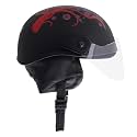 Western Era Unisex Half Helmet for Men &amp; Women | Clear Visor | Comfort &amp; Safety | Enhanced Design | (Small, Black Matte - Red)