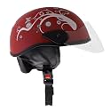 Western Era Unisex Half Helmet for Men &amp; Women | Clear Visor | Comfort &amp; Safety | Enhanced Design | (Small, Maroon Matte - Silver)