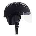 Western Era Unisex Half Helmet for Men &amp; Women | Clear Visor | Comfort &amp; Safety | Enhanced Design | (Small, Black Matte - Silver)