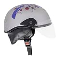 Western Era Unisex Half Helmet for Men &amp; Women | Clear Visor | Comfort &amp; Safety | Enhanced Design | (Small, Silver Matte - Blue)