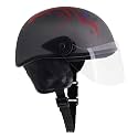 Western Era Unisex Half Helmet for Men &amp; Women | Clear Visor | Comfort &amp; Safety | Enhanced Design | (Small, Grey Matte - Red)