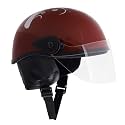 Western Era Unisex Half Helmet for Men &amp; Women | Clear Visor | Comfort &amp; Safety | Enhanced Design | (Small, Maroon Glossy - Silver)