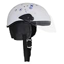 Western Era Unisex Half Helmet for Men &amp; Women | Clear Visor | Comfort &amp; Safety | Enhanced Design | (Medium, White Glossy - Blue) (Non-Motorized)