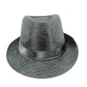 Western Fedora Hat Polyester & Cotton Strawhat Unisex Trilby Style Black Hat with Black Band Sun Protection Beach Travel Use for Unisex Adults & Kids