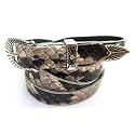 Western Hatband Black & White Genuine Python Snake Skin with 3 Pc Buckle Set