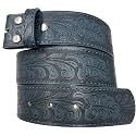 Western Leather Belt Strap - 1.5” Wide Embossed Scrollwork Without Buckle