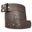 Western Leather Belt Strap - 1.5” Wide Embossed Scrollwork Without Buckle