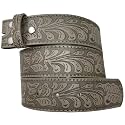 Western Leather Belt Strap - 1.5” Wide Embossed Scrollwork Without Buckle