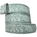 Western Leather Belt Strap - 1.5” Wide Embossed Scrollwork Without Buckle