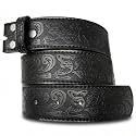 Western Leather Belt Strap - 1.5” Wide Embossed Scrollwork Without Buckle
