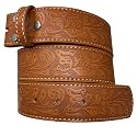 Western Leather Belt Strap - 1.5” Wide Embossed Scrollwork Without Buckle