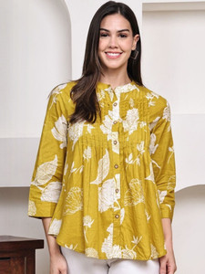 WESTETHNIC Casual Floral Print Women Yellow Top