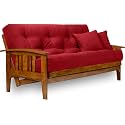 Westfield Futon Set - Full Size, Frame, 8" Mattress, Twill Red Cover