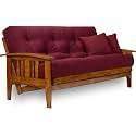 Westfield Futon Set - Full Size, Frame, 8" Mattress, Twill Burgundy Cover