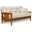 Westfield Futon Set - Queen Size, Frame, 8" Mattress, Twill Ivory Cover