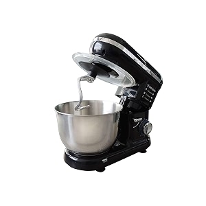 westinghouse 45l stand mixer wksmx1301bk  800w power  6 speeds  turbo function  planetary rotation  stainless steel bowl  includes beater whisk amp dough hook  black  2 years warranty