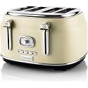 Westinghouse 4 Slice 1750W Retro Toaster | Removable Bun Attachment, 6 Browning Levels, Bread Centring, Defrost, Warm-Up & Stop Function, Extendable Crumb Tray | 2-Yr Warranty (White), 1750 Kilowatts