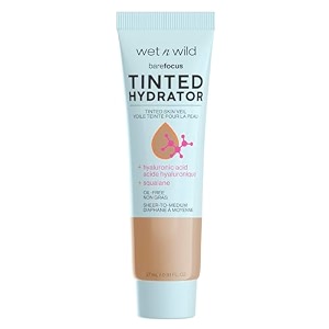 wet n wild bare focus tinted hydrator-medium tan cream moisturiser for glowing skin buildable sheer-coverage semi-matte finish hyaluronic acid amp vegan squalane enriched formula cruelty free-27 ml