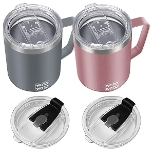 wetoweto 14 oz insulated coffee mug vacuum camping mug with lid handle