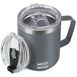 wetoweto 14 oz insulated coffee mug vacuum camping mug with lid handle