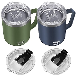 wetoweto 14 oz insulated coffee mug vacuum camping mug with lid handle