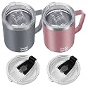 WETOWETO 14 oz Insulated Coffee Mug, Vacuum Camping Mug with Lid, Handle