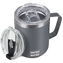 WETOWETO 14 oz Insulated Coffee Mug, Vacuum Camping Mug with Lid, Handle