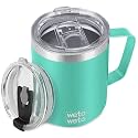 WETOWETO 14 oz Insulated Coffee Mug, Vacuum Camping Mug with Lid, Handle