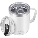 WETOWETO 14 oz Insulated Coffee Mug, Vacuum Camping Mug with Lid, Handle