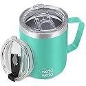 WETOWETO 14 oz Coffee Mug, Vacuum Insulated Camping Mug with Lid, Double Wall Stainless Steel Travel Tumbler Cup, Coffee Mugs Outdoor, Powder Coated Aquifer Blue