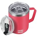 WETOWETO 14 oz Insulated Coffee Mug, Vacuum Camping Mug with Lid, Handle