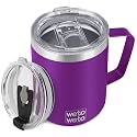 WETOWETO 14 oz Insulated Coffee Mug, Vacuum Camping Mug with Lid, Handle