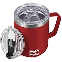 WETOWETO 14 oz Insulated Coffee Mug, Vacuum Camping Mug with Lid, Handle