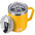 WETOWETO 14 oz Insulated Coffee Mug, Vacuum Camping Mug with Lid, Handle