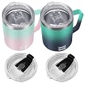 WETOWETO 14 oz Insulated Coffee Mug, Vacuum Camping Mug with Lid, Handle
